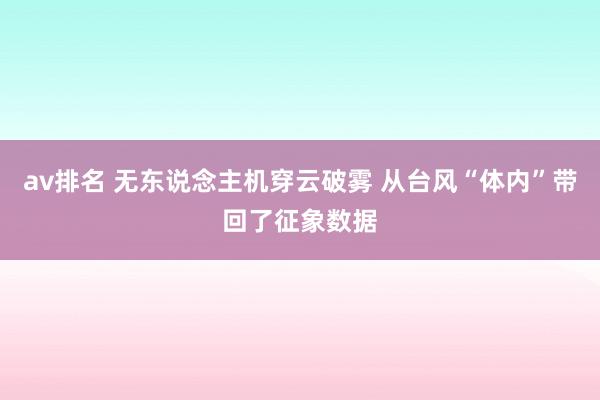 av排名 无东说念主机穿云破雾 从台风“体内”带回了征象数据