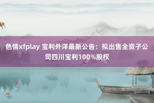 色情xfplay 宝利外洋最新公告：拟出售全资子公司四川宝利100%股权