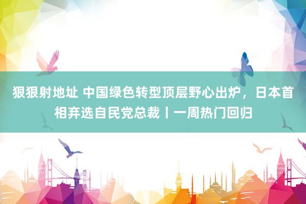 狠狠射地址 中国绿色转型顶层野心出炉，日本首相弃选自民党总裁丨一周热门回归