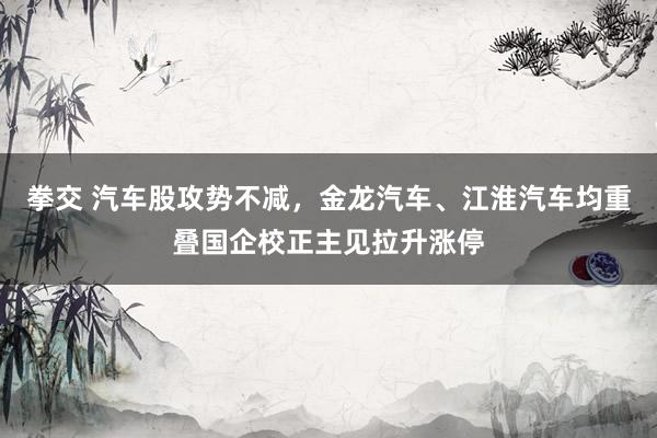 拳交 汽车股攻势不减，金龙汽车、江淮汽车均重叠国企校正主见拉升涨停