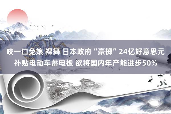 咬一口兔娘 裸舞 日本政府“豪掷”24亿好意思元补贴电动车蓄电板 欲将国内年产能进步50%