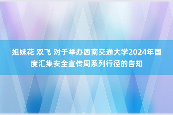 姐妹花 双飞 对于举办西南交通大学2024年国度汇集安全宣传周系列行径的告知